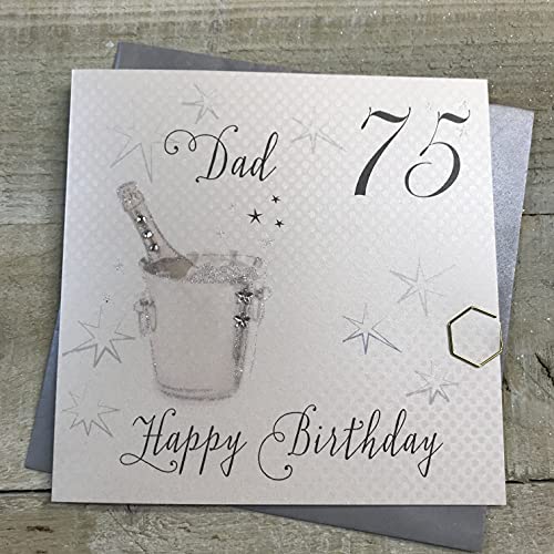 WHITE COTTON CARDS white cotton cards Wiadro do szampana, Dad 75 Happy Handmade 75th Birthday kartka, białe, wbs75-d wbs75-d