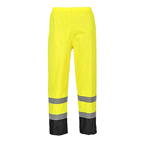 Portwest H444 Klasyczne spodnie przeciwdeszczowe, ostrzegawcze i kontrastowe, Żółty/Czarny, Rozmiar 6XL