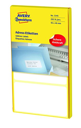 Avery Zweckform Etykiety adresowe białe do drukarek igłowych 282 etyk./op. 95 x 48 mm białe ZWECKFORM 3345 3345