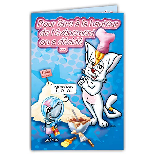 Afie Maxicha-003 Maxi duża kartka Joyeux urodziny wesoły kotki ciasto pieczenie kuchnia ryba akwarium kolekcja Charlestown ilustracja rysunek MAXICHA-003