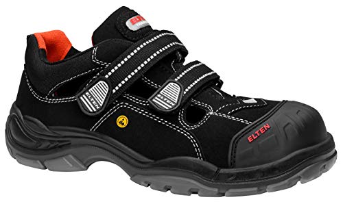 ELTEN Scott Pro ESD S1P męskie buty ochronne, buty robocze, sandały ochronne, certyfikowane zgodnie z EN ISO 20345: S1P, nosek z tworzywa sztucznego, wyposażenie bez metalu i skóry (czarne), EU 47