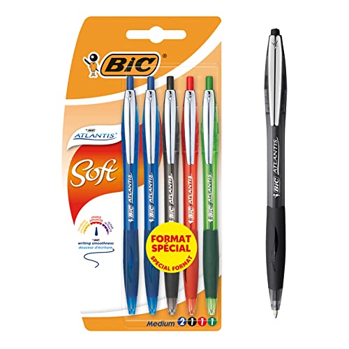 Atlantis Soft BIC Długopisy kulkowe – pasujące kolory, blister 5 sztuk