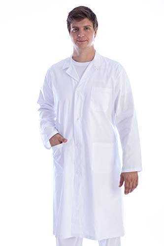 Gima - Biały płaszcz lekarski z bawełny i poliestru, z guzikami, dla mężczyzn, rozmiar XXXL, dla lekarzy i studentów medycyny i biologii, dla kliników, szpitali, gabinetów lekarskich i apteek.