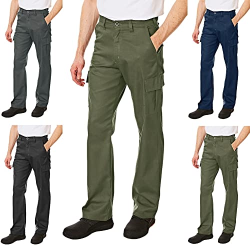 Lee Cooper Lee Cooper Męskie klasyczne spodnie do odzieży roboczej bojówki spodnie khaki 32 W/33 L (długość) LCPNT205_KH34L_32