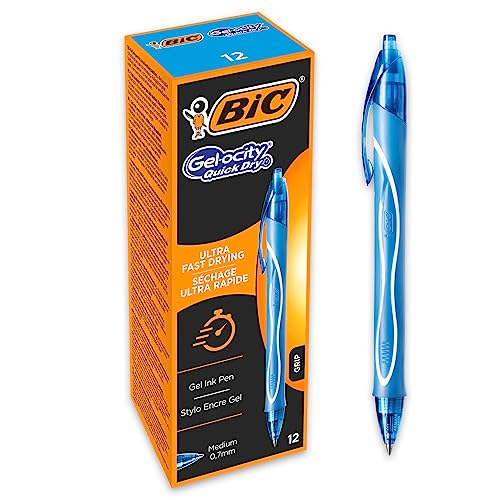 BIC Gel-ocity Quick Dry długopis żelowy, średnia końcówka (0,7 mm) – turkusowy, 12 sztuk – długopis z bardzo szybkoschnącym tuszem, turkusowy 964776