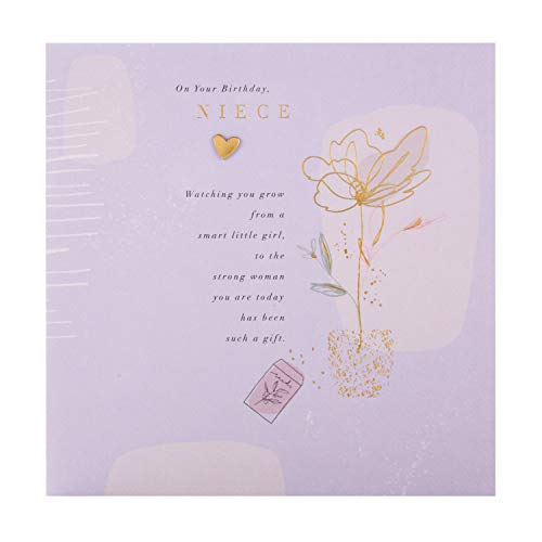 Hallmark Kartka urodzinowa dla siostrzenicy od Hallmark - współczesny kwiatowy wzór z sercem przesłaniem