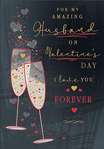 PG 'to My Amazing Husband' kieliszki do szampana wzór kartka walentynkowa piękny werset A50227