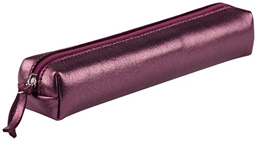 Clairefontaine 400001C - Piórnik skórzany etui na długopisy slim 4x2,5x19,5 cm, w kolorze cherry
