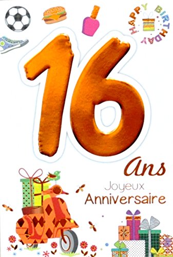 Age Mv Age MV 69  2016 karta Joyeux Anniversaire 16 lat, specjalnie dla chłopców i dziewczynek, skutery, prezenty, Hamburger Basket Foot lakier do paznokci Happy Birthday 69-2016