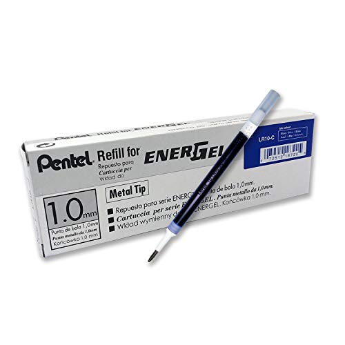 Wkład Pentel LR10-C do długopisów EnerGel, 12 sztuk, niebieski, grubość linii 0,5 mm, średnica kulki 1,0 mm