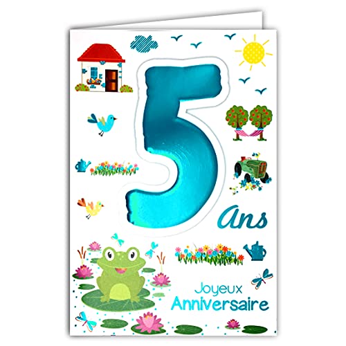 Age Mv Age MV 69  2005 karta Joyeux Anniversaire 5 lat dzieci chłopcy dziewczynki żaba lilia morska gospodarstwo rolne kampania 69-2005