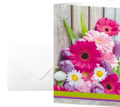 Sigel kartek z życzeniami 17 x 11,5 cm, 10 sztuk, incl. białe koperty DS001