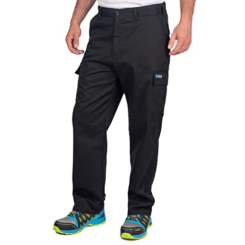 Goodyear Męskie spodnie Multi Pocket, klasyczne spodnie cargo do pracy, spodnie robocze, czarne, 34