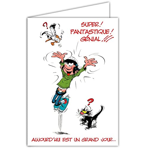 Gaston Lagaffe Gaston lagaffe 2020 ogromna kartka serdeczne gratulacje glmx duża A4 + envelope zilustrowana wielkie wydarzenie dla Ciebie dobrą wiadomością Bravo Szampan Maxi olbrzymi GLMX-2020