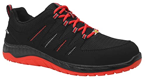 ELTEN Maddox Black-Red Low ESD S3, buty ochronne, męskie, sportowe, czarne, czerwone, stalowe noski, rozmiar 36 (DE)