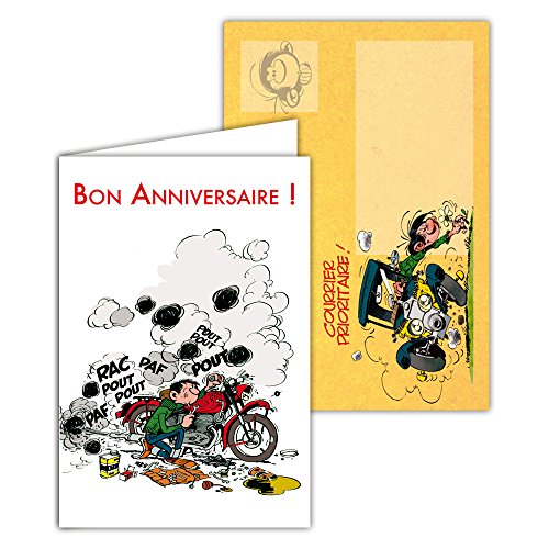 Gaston Lagaffe Gaston lagaffe glct-6063 kartka urodzinowa zapewnia wszystkie wieku rysunek Vintage oryginalna z motywem motocykl mechaniczne GLCT-6063