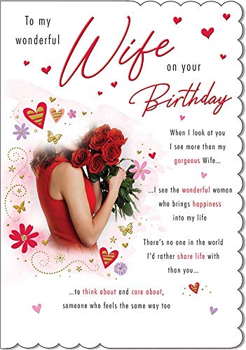 Piccadilly Greetings Tradycyjna kartka urodzinowa dla żony - 23 x 15 cm - Piccadilly Greetings A20196