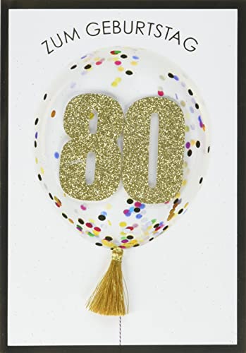 Perleberg Kartka urodzinowa na 80. urodziny lifestyle - kartka z liczbami balon - 11,6 x 16,6 cm 7528080-2