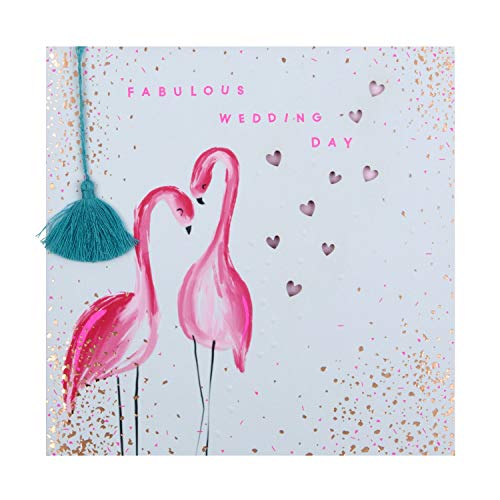 Hallmark Kartka z życzeniami ślubnymi od Hallmark - współczesny kwadratowy design z neonowymi flamingami