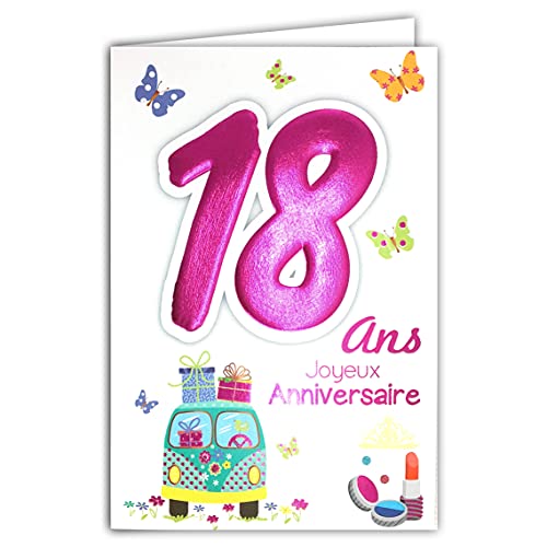 Age Mv Age MV 69  2019 karta Joyeux Anniversaire 18 lat, dla dziewczynek, chłopców, kobiet, dorosłych, motyw większości osób, prawo jazdy, prawo jazdy, prezent, motyle 69-2019
