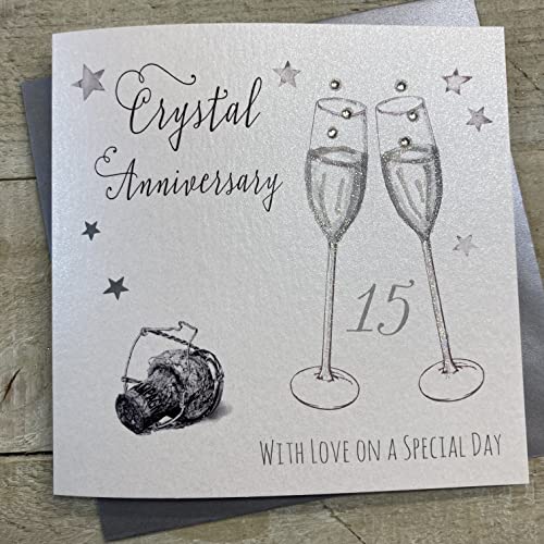 WHITE COTTON CARDS White Cotton Cards Crystal Love On Your Special Day ręcznie wykonana karta na 15-tą rocznicę, WA15 WA15