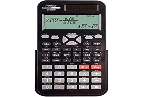 Rebell Kalkulator Kalkulator RE-SC2060S czarna naukowy punktowy wyświetlacz plastikowa pokrywa RE-SC2060S