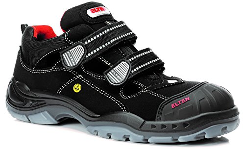 ELTEN Scott Pro ESD S1P męskie buty ochronne, buty robocze, sandały ochronne, certyfikowane zgodnie z EN ISO 20345: S1P, nosek z tworzywa sztucznego, wyposażenie bez metalu i skóry (czarne), EU 40