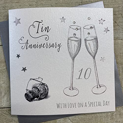 WHITE COTTON CARDS White Cotton Cards Tin Love On Your Special Day ręcznie wykonana karta na 10. rocznicę, WA10 WA10