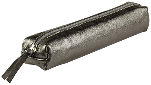 Clairefontaine 400004C - Piórnik skórzany etui na długopisy slim 4x2,5x19,5 cm, Grafitowe