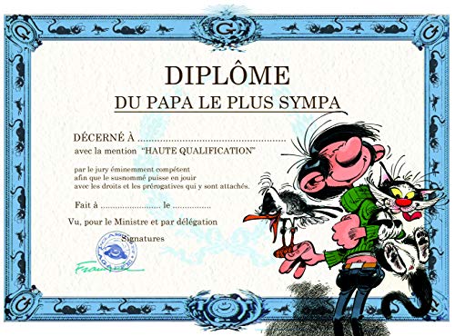 Gaston Lagaffe Gaston Lagaffe Diplome des Papa le plus Sympa  kot Möwe  na urodziny lub Dzień Ojca GLDP-7009