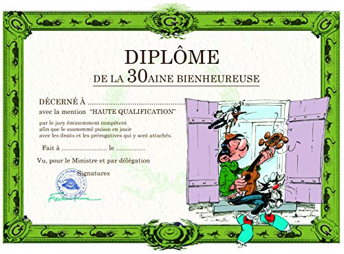 Gaston Lagaffe Gaston Lagaffe kartka urodzinowa Diplom de la 30aine Bienheur  gitara w oknie śpiewanie muzyki piosenka urodziny zwierzęta kot mewa GLDP-7003