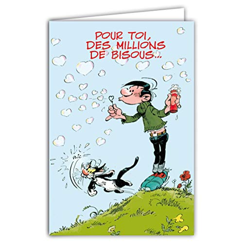 Gaston Lagaffe Gaston Lagaffe glct-0104 z motywem kota pocałunki serca kwiaty kartka urodzinowa