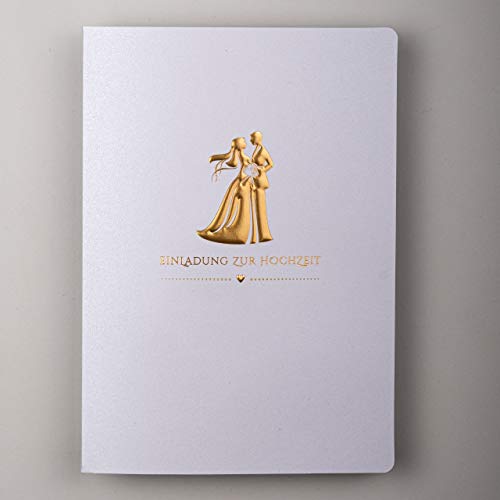 Art Nuvo Art Nuvo Zestaw załadowań ślubnych 20 szt. 120 x 170 mm folia złota tłoczona z nadrukowanymi wkładkami i kopertami na ślub  złocone wzory ZAP_DE_04