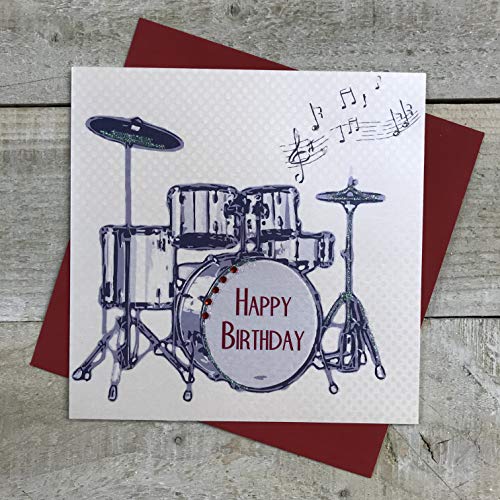 WHITE COTTON CARDS White Cotton Cards 'Drums Happy Birthday' ręcznie wykonana kartka urodzinowa, SB53 SB53