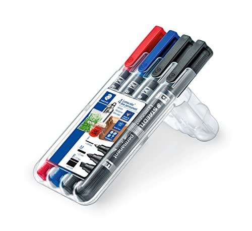 STAEDTLER 348 SWP4 Lumocolor długopisy permanentne z podwójną końcówką – różne końcówki i kolory (4 sztuki)