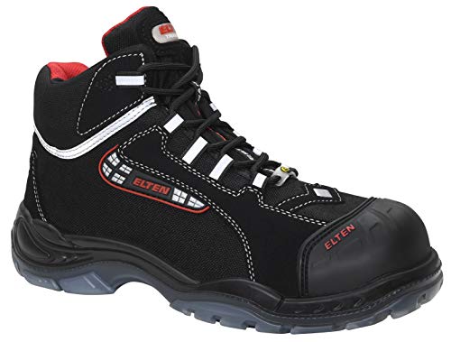ELTEN Sander Pro ESD S3 męskie buty ochronne, buty robocze, sznurowane, certyfikat EN ISO 20345: S3, nasadka z tworzywa sztucznego, wyposażenie bez metalu i skóry (czarne), EU 42