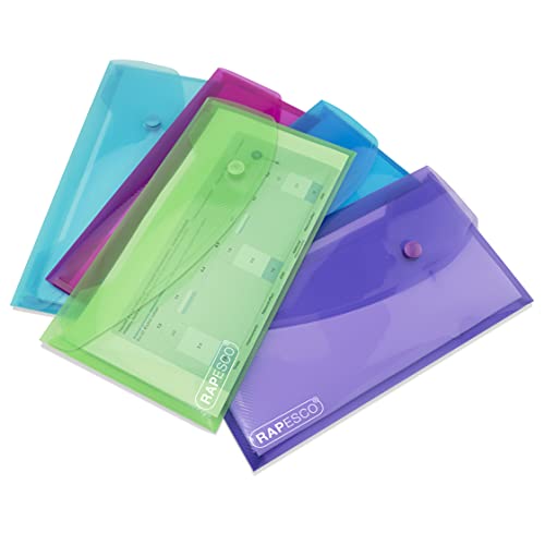 Rapesco 0690 jasny przezroczysty portfel Popper, DL, różne kolory, 5 sztuk