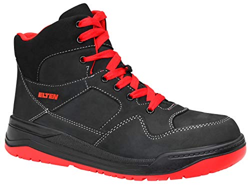 ELTEN Buty ochronne MAVERICK black-red Mid ESD S3, męskie, skórzane, stalowe noski, lekkie, sportowe, czarne, rozmiar: 48