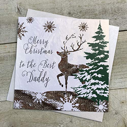 WHITE COTTON CARDS Białe bawełniane kartki F3-DDY 'To the Best Daddy' ręcznie robiona kartka świąteczna F3-DDY