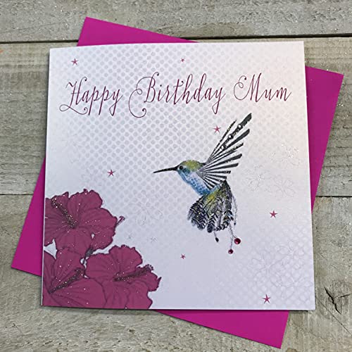 WHITE COTTON CARDS white cotton cards Ręcznie wykonana kartka urodzinowa Happy Mum Koliber, Biała, WB189 WB189