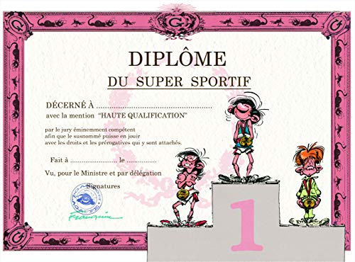 Gaston Lagaffe Gaston Lagaffe dyplome des Super Sportif  Podium Competition Sport Medaille GLDP-7027