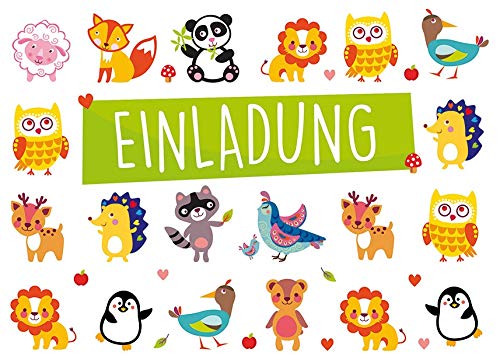 Perleberg Zaproszenie - kolorowe zwierzęta - 10,5 x 14,5 cm 7440005-2