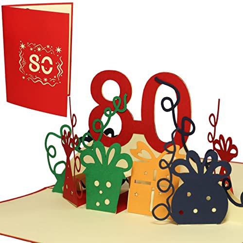Lin LIN -POP UP kartki z pozdrowieniami na 80 urodziny