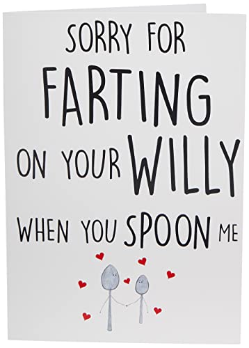 Peachy Antics Niegrzeczna karta rocznicowa mąż zabawna kartka z łyżeczką Przepraszam Farting Willy Boyfriend Walentynki urodziny Boże Narodzenie banter żart śmiech PC375 WSD_PC375