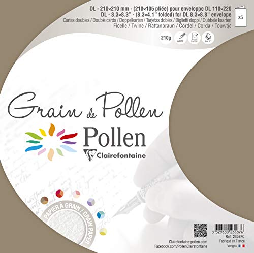 Clairefontaine Grain De Pollen składana kartka, DL, 210 g - podwójna, opakowanie 5 sztuk 23587C