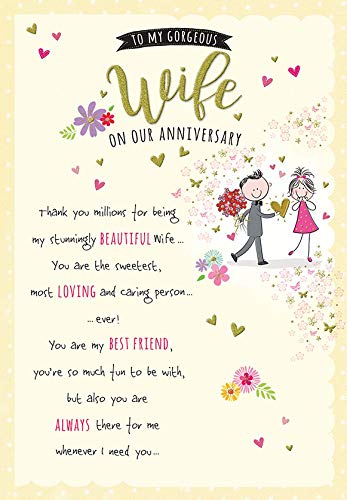 Piccadilly Greetings Group Ltd 'Gorgeous Wife On Our Anniversary Card - karty Piccadilly - 23 x 15 cm A11644
