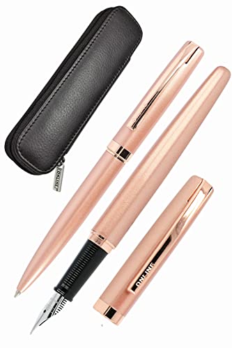 Online Eleganza 34574 zestaw do pisania zawiera długopis, pióro, etui z prawdziwej skóry, różowe złoto, 3-częściowy I w wysokiej jakości pudełku na prezent I pióro do standardowych kartridży