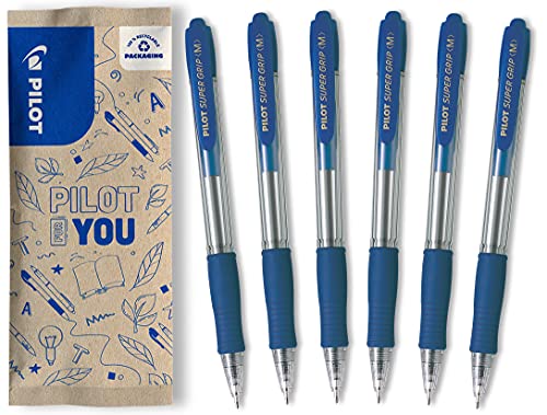 Pilot Super Grip, długopis, zestaw 6 sztuk w rozmiarze M (niebieski)