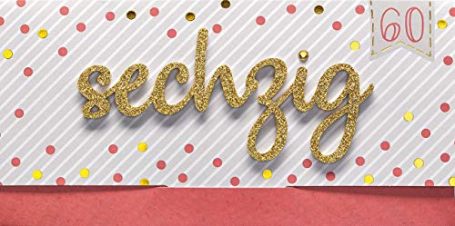 Perleberg Perleberg Kartka urodzinowa na 60. urodziny Lettering Surprise - sześcioksig - 11 x 22 cm 7784005-2 7784005-2