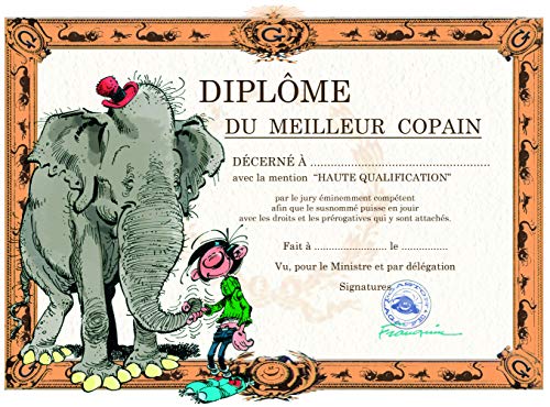 Gaston Lagaffe Gaston Lagaffe karta dyplomowa dla najlepszego przyjaciela Pote  słoń przyjaźń  dla chłopców GLDP-7015
